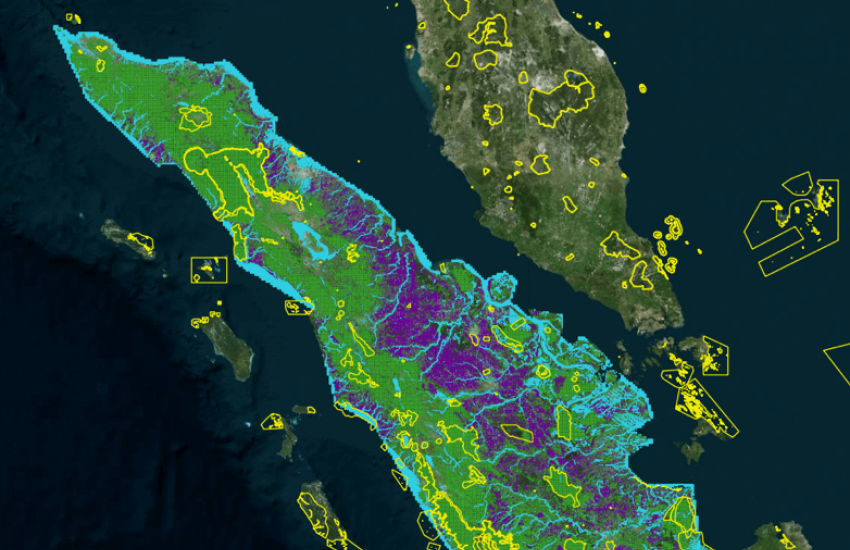 According to the company, Orbital Insight’s geoanalytics platform can deploy quickly, integrate with proprietary and publicly available data sources and enable rapid, scalable processing. One example is the use of its deforestation monitoring in Sumatra shown here. Photo Credit: Graphic courtesy of Orbital Insight