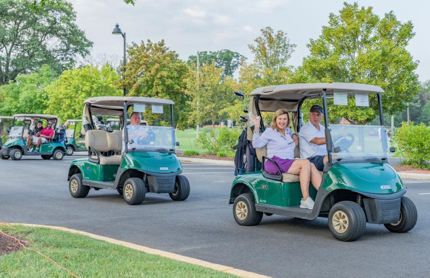 Golfers heading down to the course.