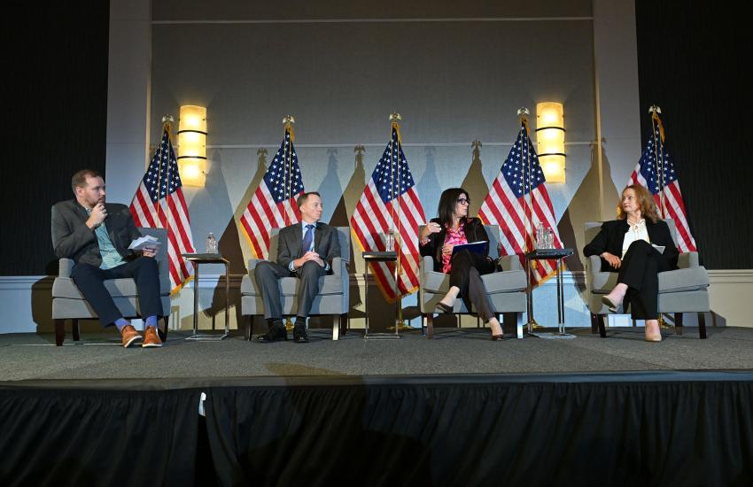 Cyber threat experts speak at the 2024 Intelligence and National Security Summit in Bethesda, Maryland. Credit: Herman Farrer, AFCEA.