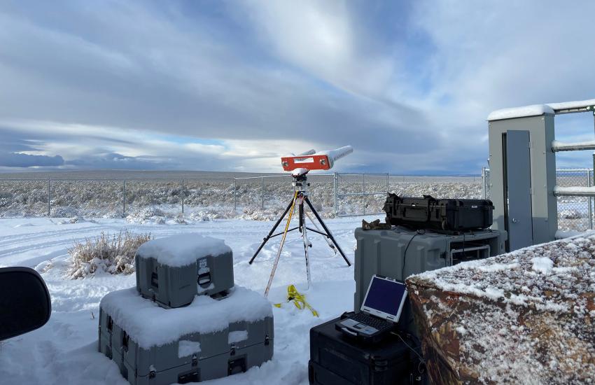 A high-power GPS jammer operates to provide aircraft denial of GPS capabilities during the Forging Sabre exercise.