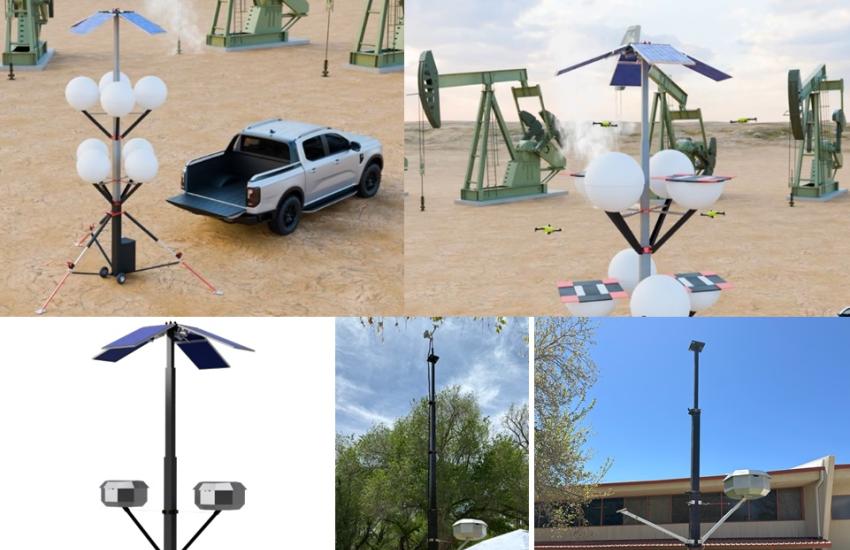 Researchers are developing a vertical airport, or vertiport, for unmanned systems inspired by trees and bird nests. It could protect the drones from foul weather and allow them to download data when they land. Photo Credit: New Mexico Institute of Mines and Technology