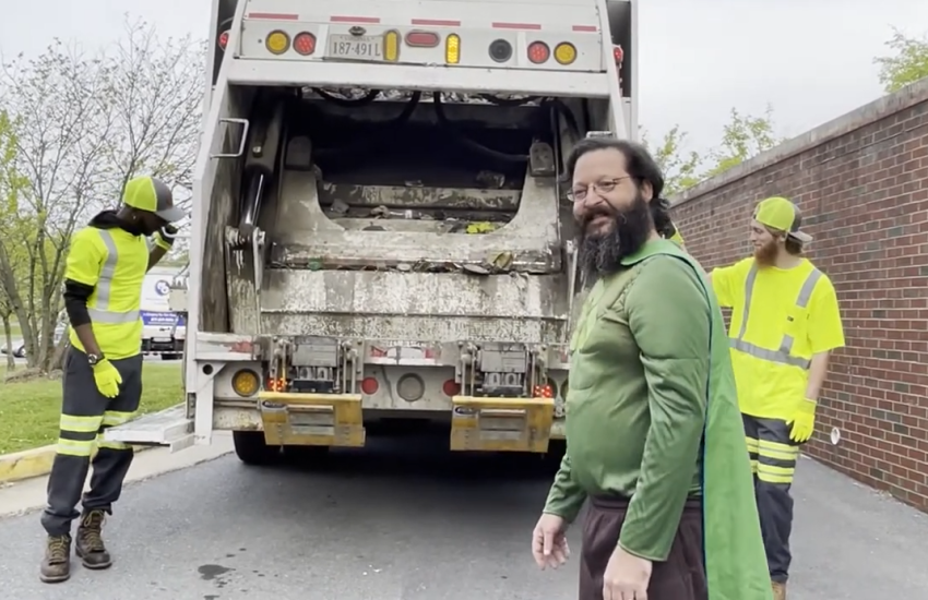 Michael makes sure all the trash and recycling gets picked up around Winchester.