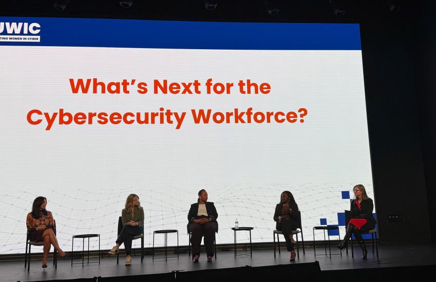 Cyber experts are seeing a greater need for cyber workers to also have “soft” or “durable” skills, such as critical thinking, public speaking, collaboration and teamwork, digital literacy, leadership, says, (from l-r), Simone Petrella, board member, N2K Networks; Erin Kelly, assistant vice president, Global Internal Communications and Talent Brand; Dwan Jones, director, Diversity, Equity and Inclusion, ISC2; Alissa Abdullah, deputy chief security officer, Mastercard; and Dawn-Marie Vaughn, global offering l