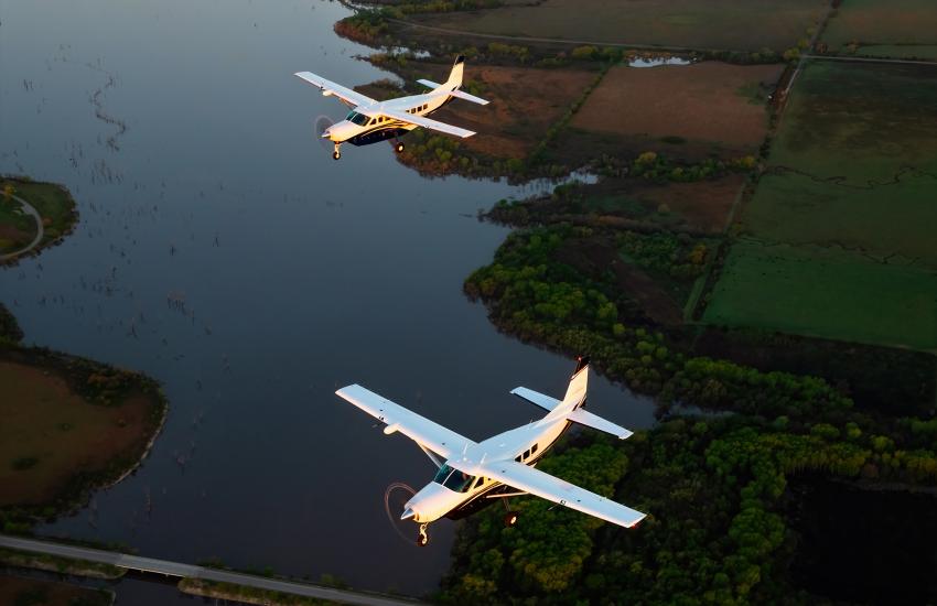 One of the biggest experiments conducted by Pacific Air Forces was leveraging an autonomous Cessna 208 for inter-theater airlift. “In less than 18 months, we went from an initial concept to operational testing,” said Lt. Gen. Laura L. Lenderman, USAF, deputy commander, Pacific Air Forces, and deputy theater air component commander to the commander of U.S. Indo-Pacific Command. Credit: Photo courtesy of Textron Aviation Inc. 