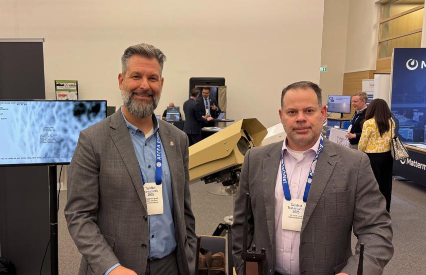 The threat of small drones requires counter systems that rely on a combination of radio frequency (RF), radar, optics and acoustic systems, says Johnathan Grim, pre-sales engineer, Motorola Solutions, standing with colleague Scott Long, executive account manager.