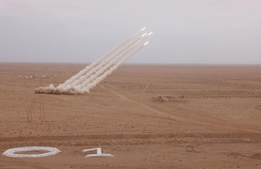 U.S. Soldiers assigned to 3rd Battalion, 197th Field Artillery Regiment, New Hampshire National Guard, fire the High Mobility Artillery Rocket System (HIMARS) at Cap Draa during African Lion 25 in TanTan, Morocco, May 2025.