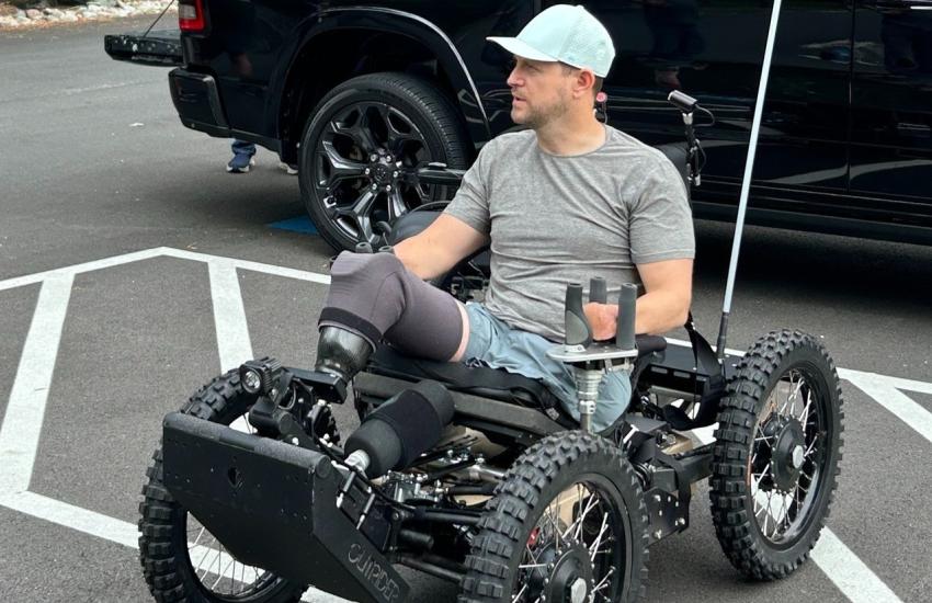 A veteran gets a new set of wheels to help with mobility from the Freedom Mobility Foundation.