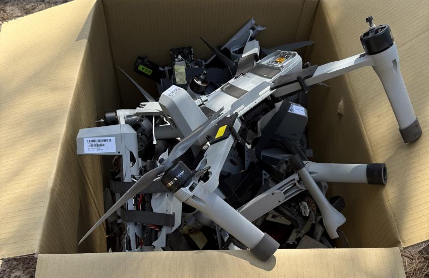 Successful counter-drone operations means a pile of disabled and downed unmanned aerial systems. Credit: Kimberly Underwood