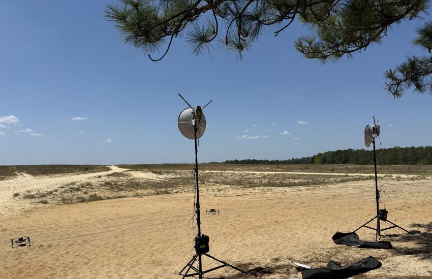 For the operational assessment of the counter drone technologies, the soldiers set up two ground station units. Credit: Kimberly Underwood