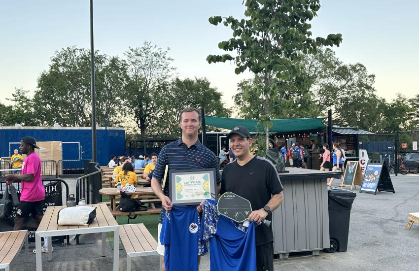 The Dinking Duo, (l-r) Joey O'Dwyer and Tom Parisi, took home the title of pickleball tournament champions.
