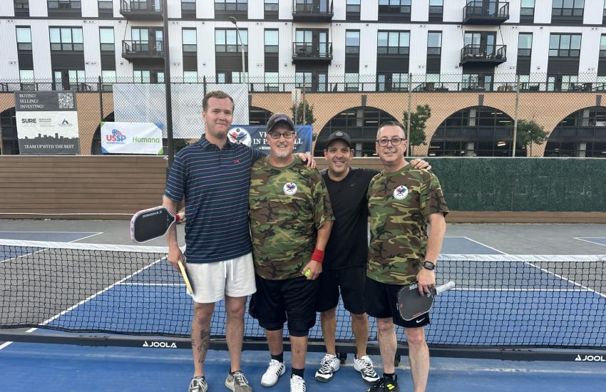 The Dinking Duo and Team VIP players (l-r) Joey O'Dwyer, Scott Farish, Tom Parisi and Chris Martindale, competed in the pickleball tournament's championship game.