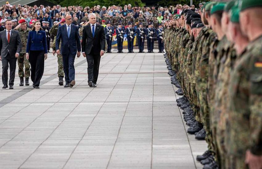 Participants march in an official activation ceremony in Vilnius, Lithuania, in May. Bundeswehr/Mario Bähr