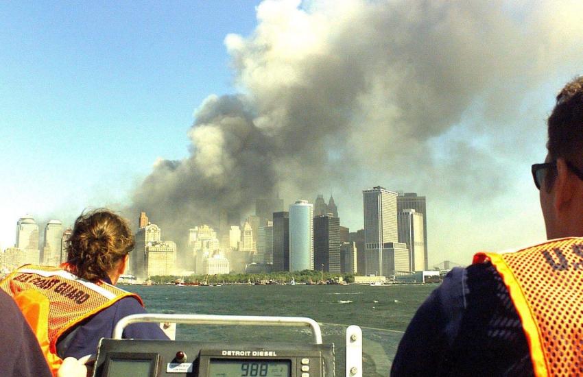 A U.S. Coast Guard rescue team races toward Lower Manhattan following the Sept. 11, 2001, terrorist attacks. Credit: U.S. Coast Guard photo by Petty Officer 2nd Class Thomas Sperduto