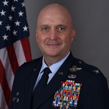 Col Leland K. “Holie” Cowie, commander, 435th Air Ground Operations Wing, Ramstein Air Base, Germany