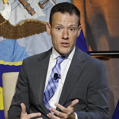 Brandon Pugh, principal cyber advisor, U.S. Army, speaks at TechNet Augusta, August 19, 2026.