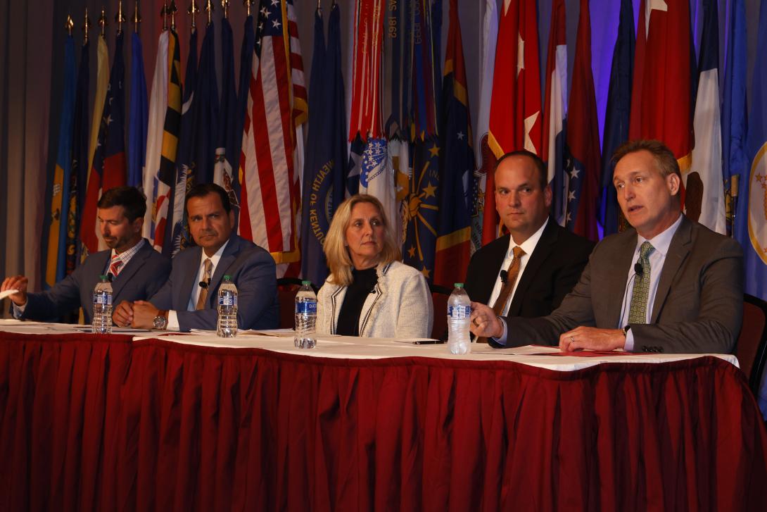 A panel of PEOs discusses the Army network at TechNet Augusta. Credit: Michael Carpenter