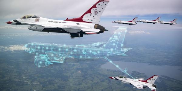 Boeing has reached an agreement with augmented reality company Red 6 to start testing out its ATARS platform in its TA-4 aircraft. Credit: Design by SIGNAL Art Director of DoD photo by Tech. Sgt. Ned Johnston, Air Force Thunderbirds