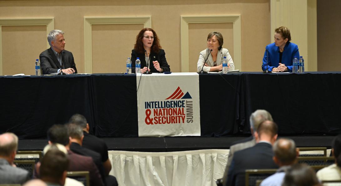 Panelists discuss the technology futures during a session at the 2022 Intelligence & National Security Summit. Credit: Herman Farrer