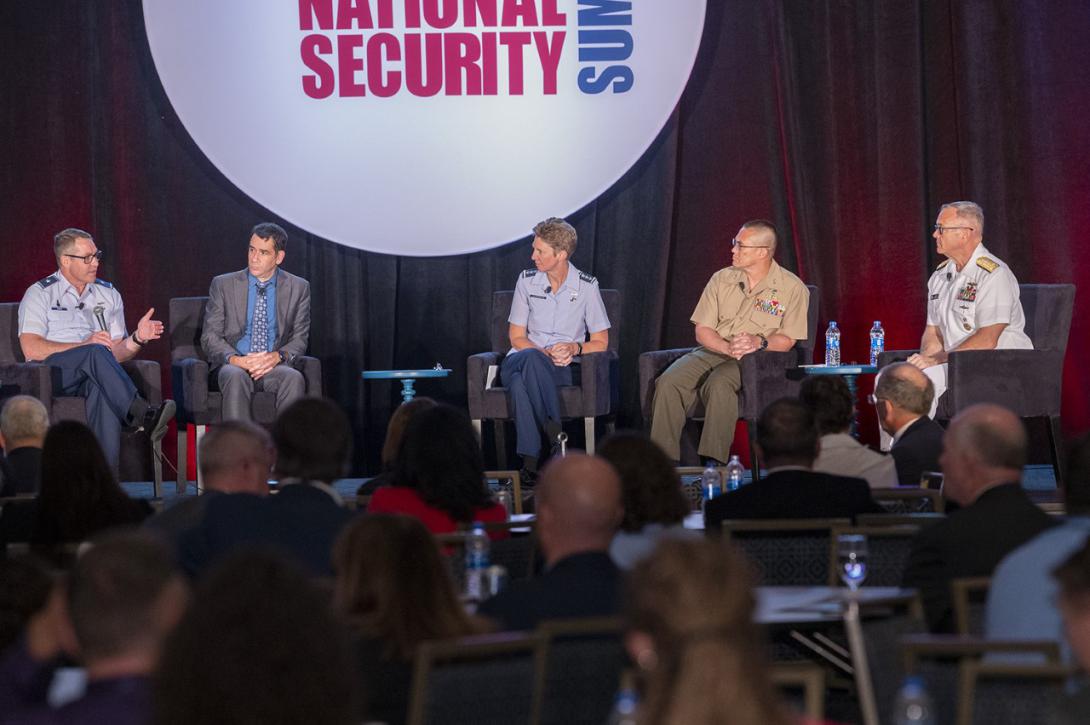 Panelists at the Intelligence and National Security Summit discuss the military’s intelligence needs. Credit: Herman Farrer