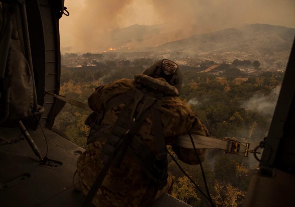 Soldiers from the Army National Guard in California Battle Wildfires in 2017