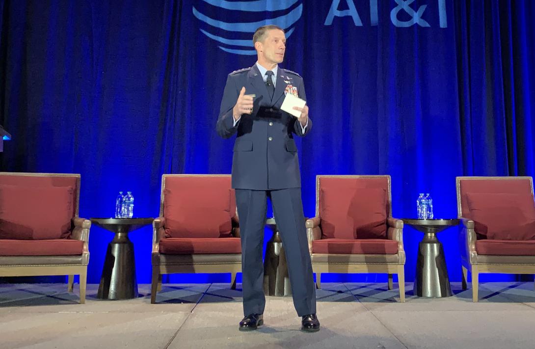Lt. Gen. Robert Skinner, USAF, director, Defense Information Systems Agency and commander, Joint Force Headquarters (JFHQ) Department of Defense Information networks (DODIN) speaks November 15 at the AFCEA Alamo Chapter’s annual ACE event in San Antonio.