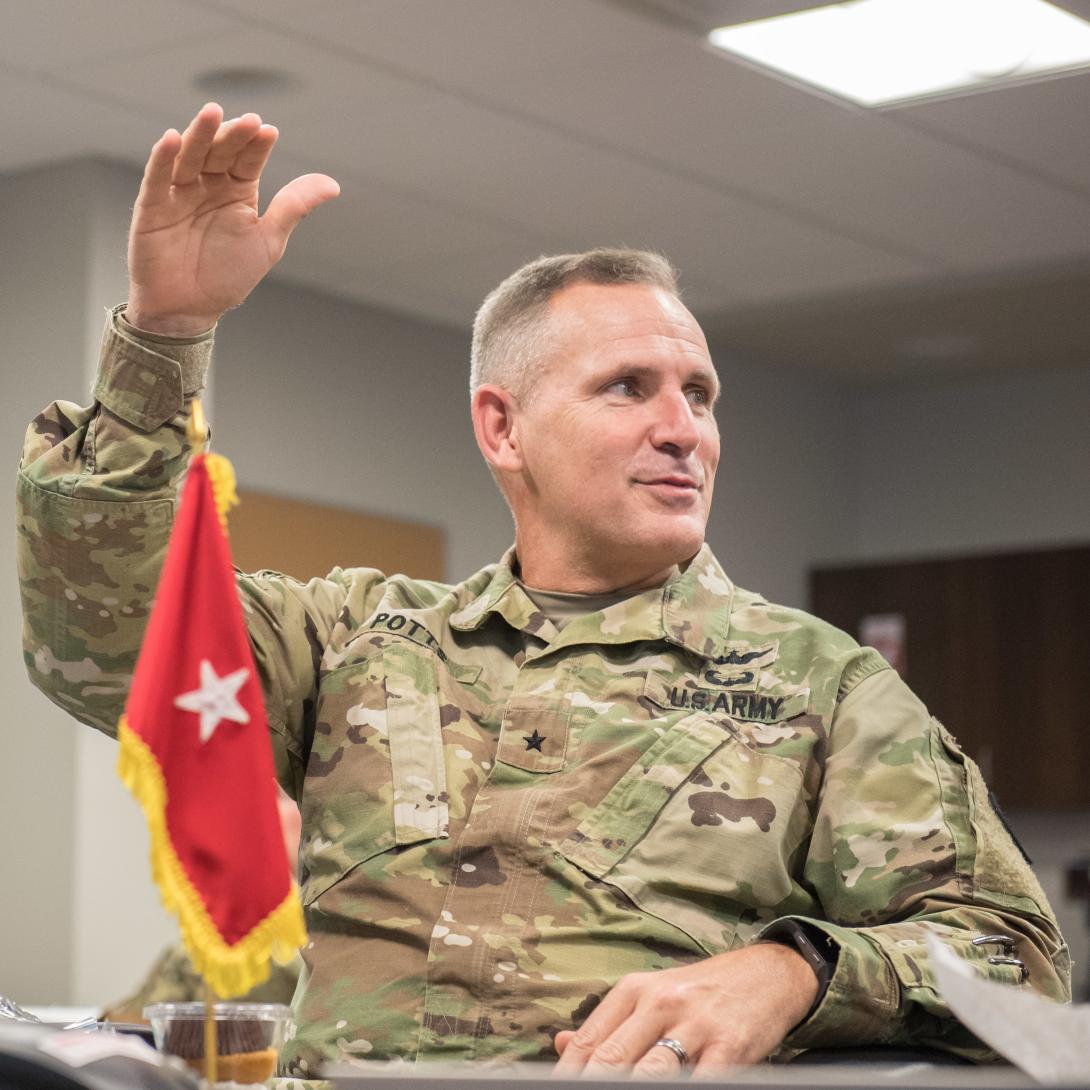 Maj. Gen. Anthony Potts, USA, program executive officer for Command, Control and Communications-Tactical (PEO C3T), is pictured at the Army Research Laboratory at Aberdeen Proving Ground, Maryland, in 2017. Credit: David McNally  Army Research Laboratory