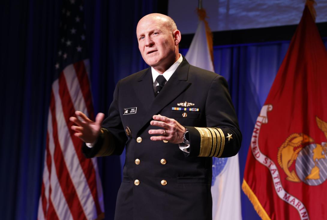 Adm. Michael Gilday, chief of naval operations, delivers a keynote address at WEST 2023 in San Diego. Credit: Michael Carpenter