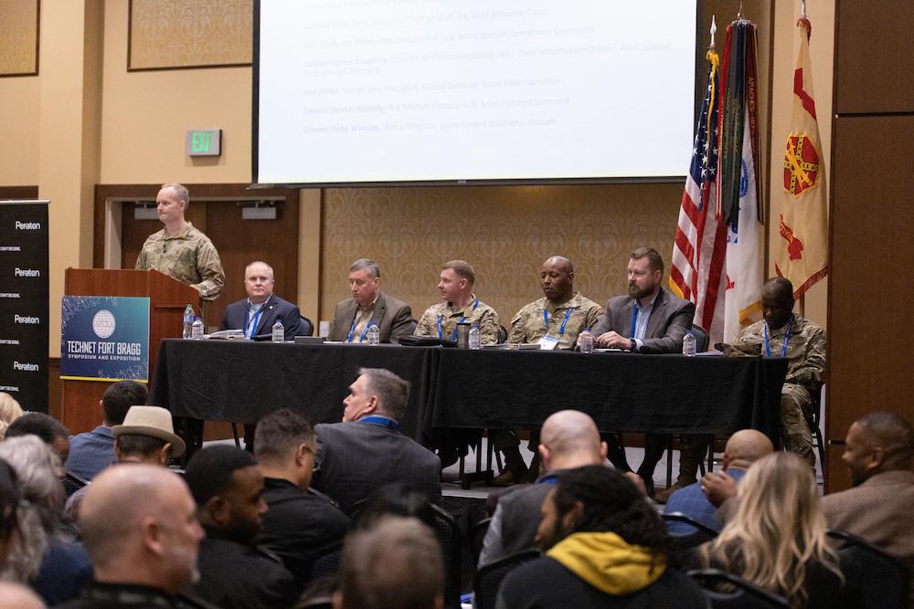 Leadership panelists discuss their goals and challenges at TechNet Fort Bragg 2023. Photo by Chris Levi, ChrisLeviFilms