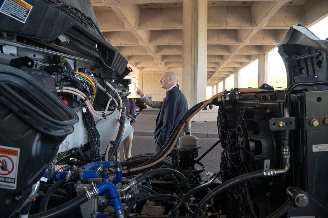 Deputy Secretary of Energy David Turk visits the H2@Rescue truck on showcase at the Department of Energy on June 5, 2023. Credit: DOE/Charles Watkins