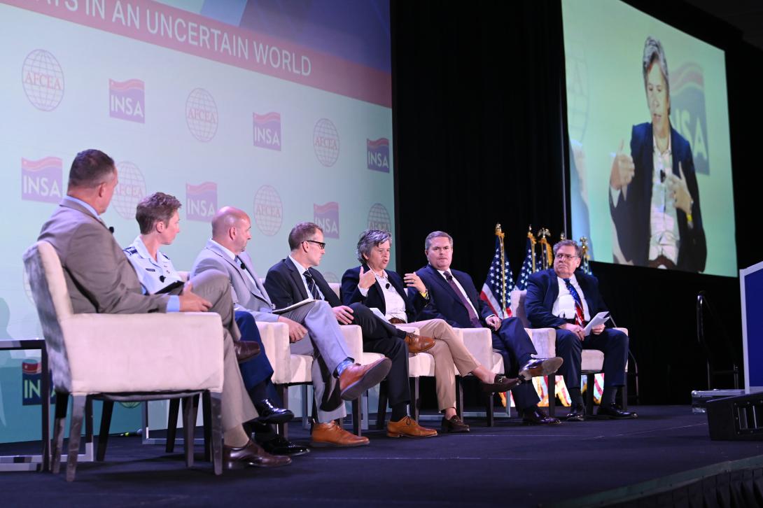 Panelists at the Intelligence and National Security Summit discuss space intelligence. Credit: Herman Farrer Photography 