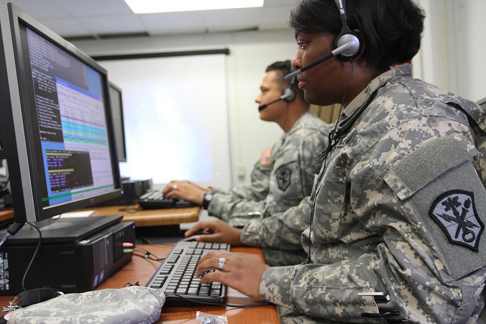 Soldiers with U.S. Army Cyber Command's 780th Military Intelligence Brigade take part in network defense training. The revamping of military occupation specialities for cyber, along with the training has improved its warfighting. Credit: U.S. Army)