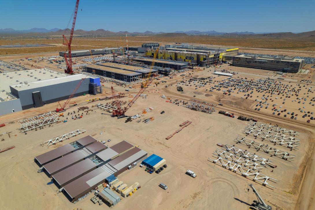 An aerial view of the TSMC plant under construction in North Phoenix, Arizona. Credit: Wirestock Creators/Shutterstock