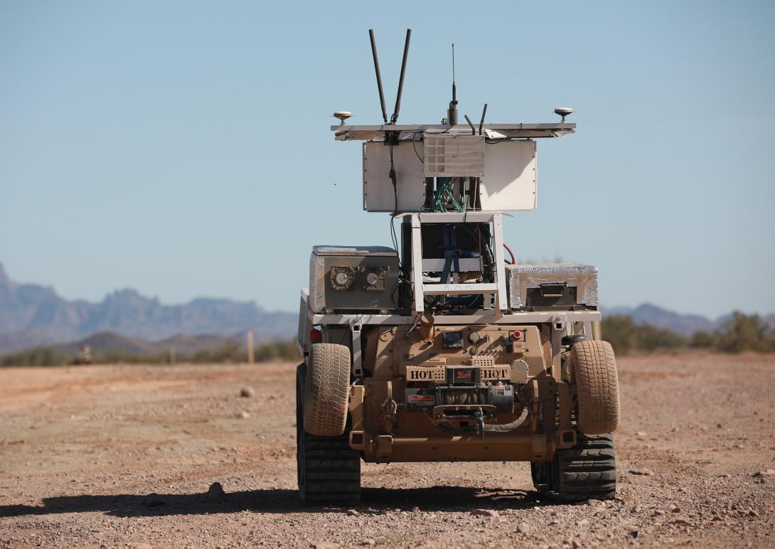 The Next Generation Combat Vehicle Cross Functional Team participates in Project Convergence at Yuma Proving Ground, Arizona, in 2021.  U.S. Army photo by Spc. Destiny Jones