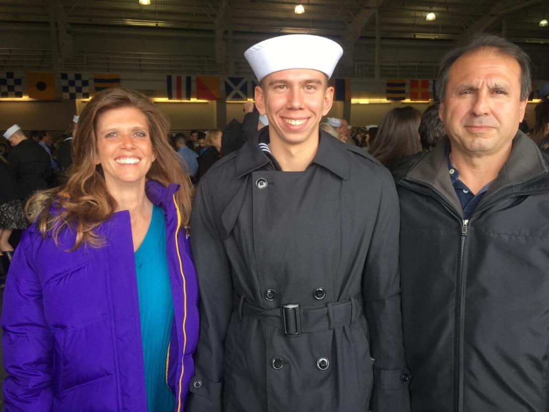 Teri, Brandon and Patrick Caserta pose for a photo. Credit: Caserta family