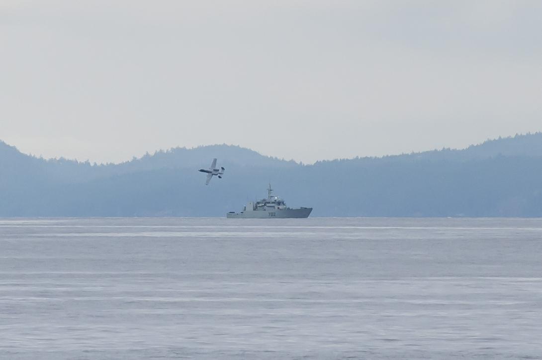 A U.S. Air Force A-10 Thunderbolt II assigned to Moody Air Force Base, Georgia, provides close air support for naval ships against simulated enemy forces during Exercise Agile Blizzard -Unified Vision 2023 over British Columbia, Canada, June 21, 2023. The A-10 was equipped with an intelligence, surveillance and reconnaissance video feed which was collected real-time by U.S. Forces on the ground in Canada and then transmitted to NATO forces in Germany for the first time. Credit: USAF/Tech Sgt Betty Chevalier