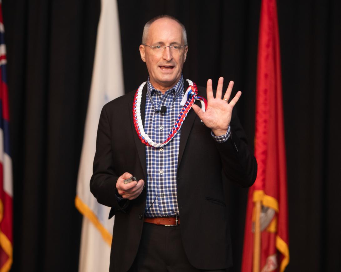 William “Bill” W. Streilein, chief technology officer at the Department of Defense Chief Digital and Artificial Intelligence Office, addresses the audience at TechNet Indo-Pacific. Credit: Artistic Mindz Photography