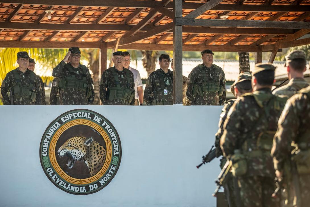U.S. and Brazilian warfighters gather November 16 at the completion of Southern Vanguard 24, a three week-long in Oiapoque, Brazil. The two militaries are working together to build their partnership between the two nations, which includes helping to strengthen cybersecurity in South America. Credit: Staff Sgt. ShaTyra Reed-Cox, U.S. Army South