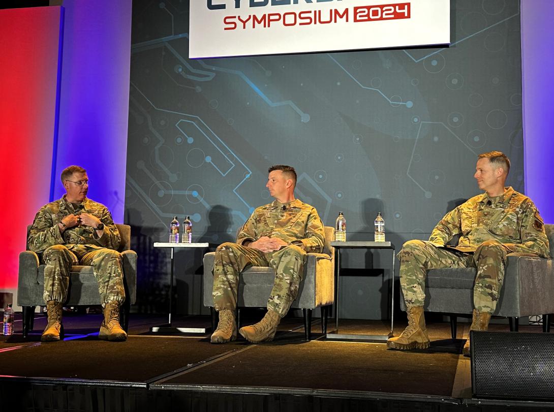 Panelists at the Rocky Mountain Cyberspace Symposium discuss expeditionary communications.