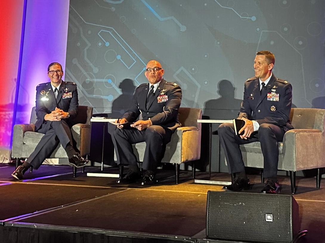 Panelists discuss Air Force training at AFCEA Rocky Mountain’s Cyberspace Symposium.