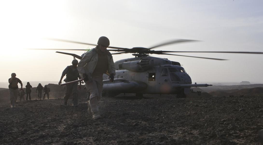 A Marine heavy helicopter inserted a team of six geologists, and 16 marines and sailors providing security, as they excavated rock samples in Afghanistan in search of rare earth elements in 2010. Credit: Cpl. Ryan Rholes, U.S. Marine Corps