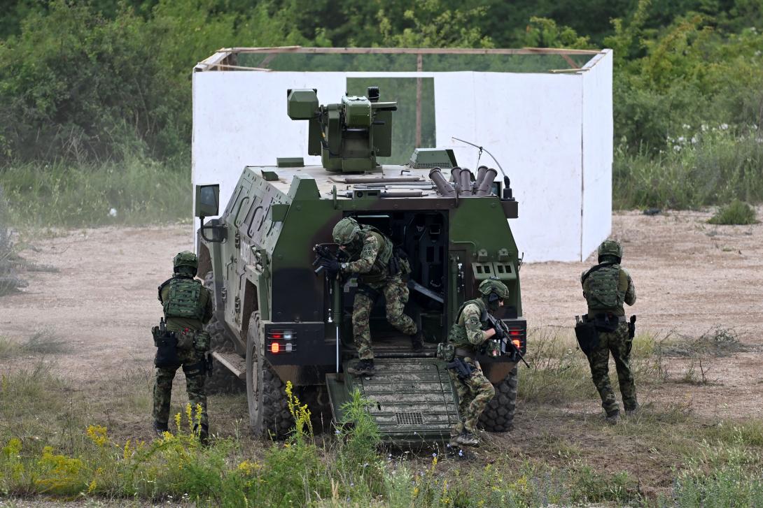 Soldiers with the Serbian Armed Forces participate in Fire Strike 2024, the Trial Joint Live-Fire Tactical Exercise held at the country’s Pasuljanske Livade Training Ground in July. The exercise included new technologies and capabilities for that nation’s army. Credit: Serbian Armed Forces