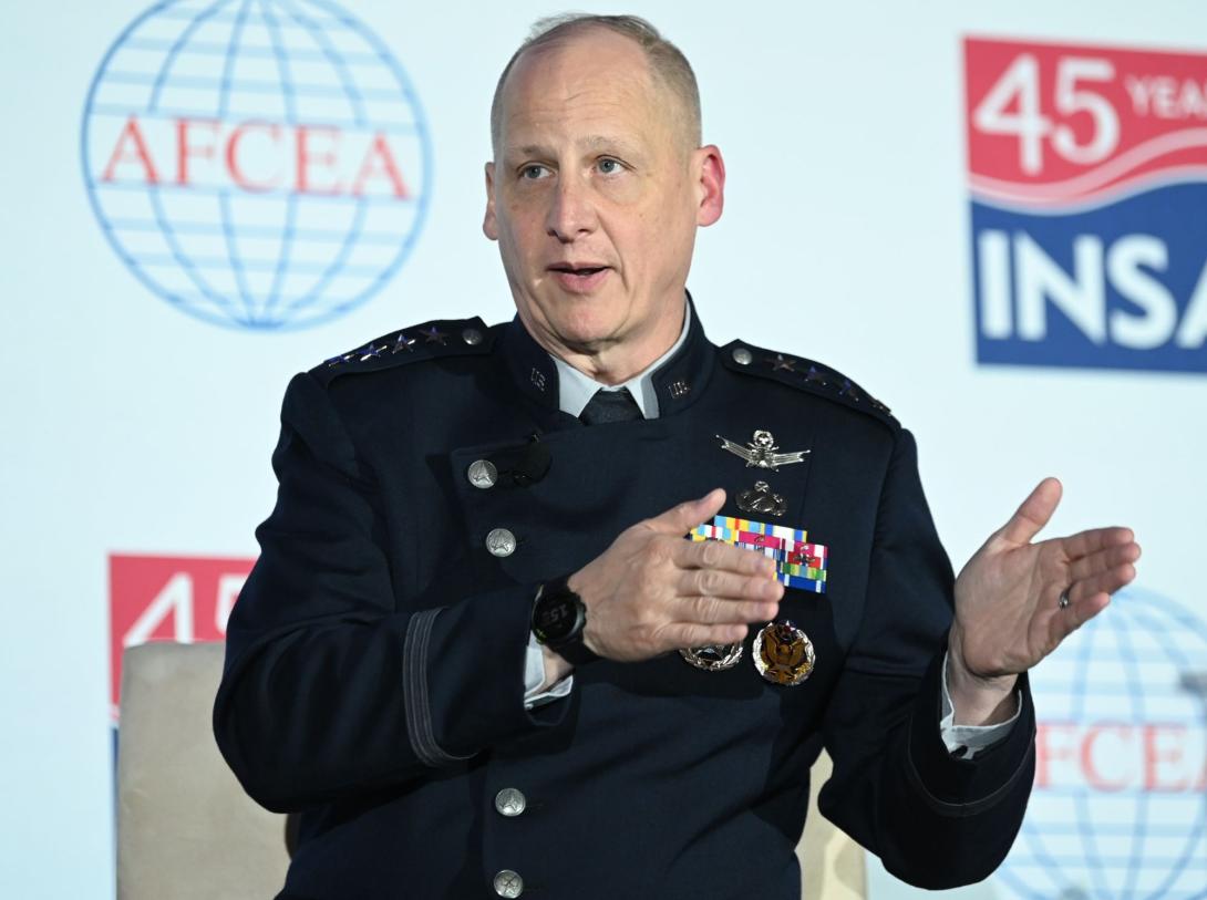Gen. Michael Guetlein, vice chief of Space Operations, U.S. Space Force, addresses the 2024 Intelligence & National Security Summit. Credit: Herman Farrer