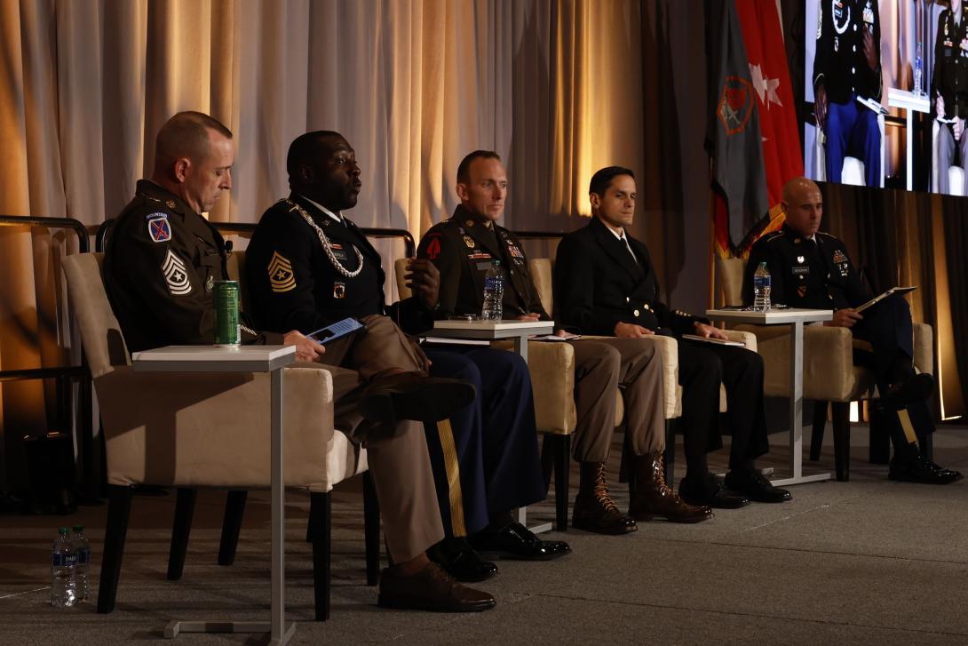 Senior enlisted leaders discus Joint Electromagnetic Spectrum Operations Thursday at TechNet Augusta 24.