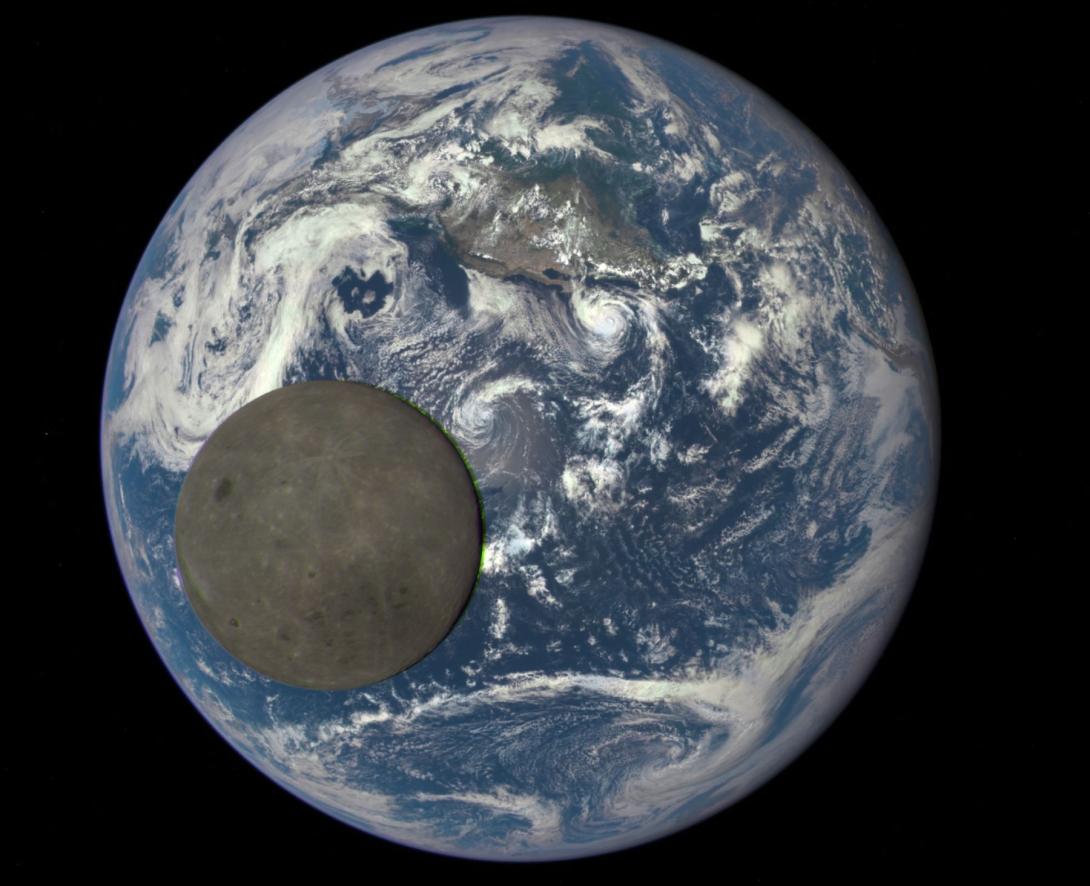 The Moon orbits across the face of the Earth. Credits: NASA/NOAA
