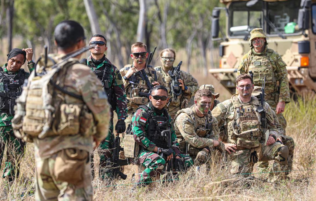 To kick off Exercise Talisman Sabre 23, U.S. Army’s soldiers conduct a “rehearsal of concept” drill with soldiers from the Australian Defence Force, German armed forces and Indonesian army at Townsville Field Training Area in Australia, July 21, 2023. Talisman Sabre is one exercise being used to develop a mission partner environment with zero-trust cybersecurity features. U.S. Navy photo