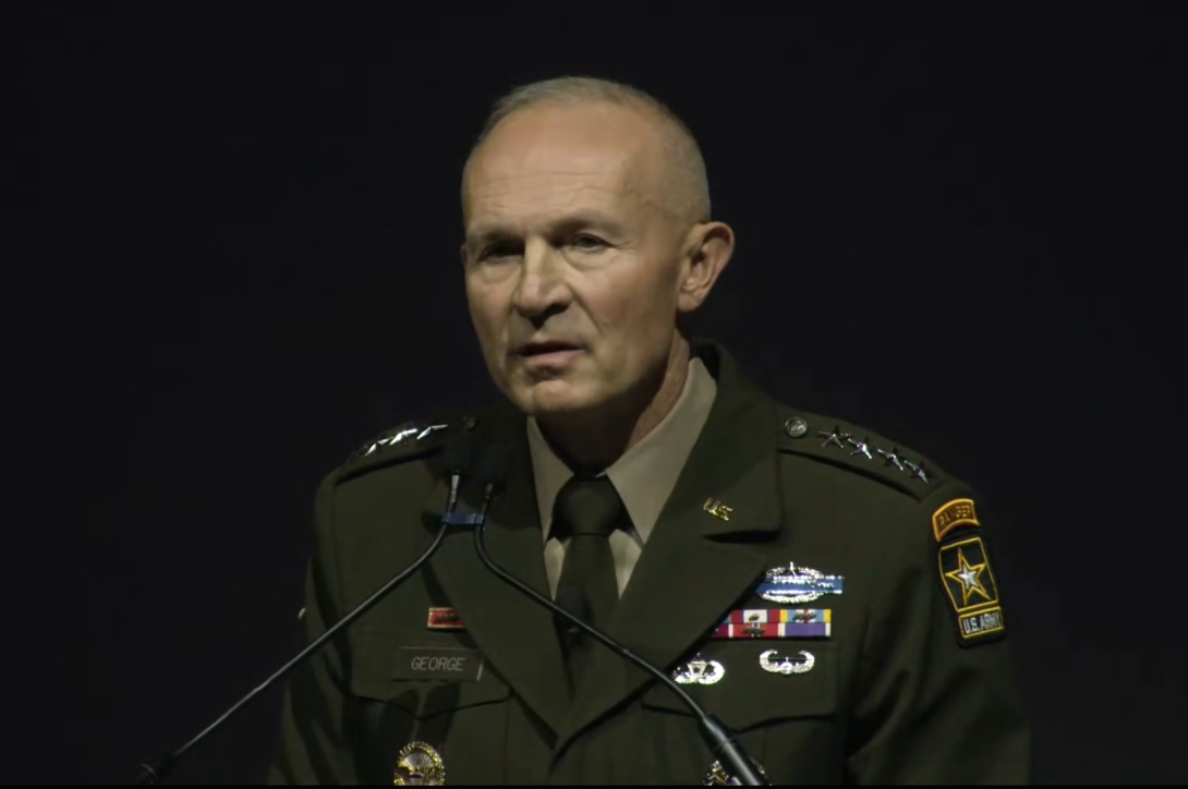Gen. Randy George, chief of staff of the U.S. Army, speaks at the Association of the U.S. Army’s Annual Meeting & Exposition on October 15, 2024.