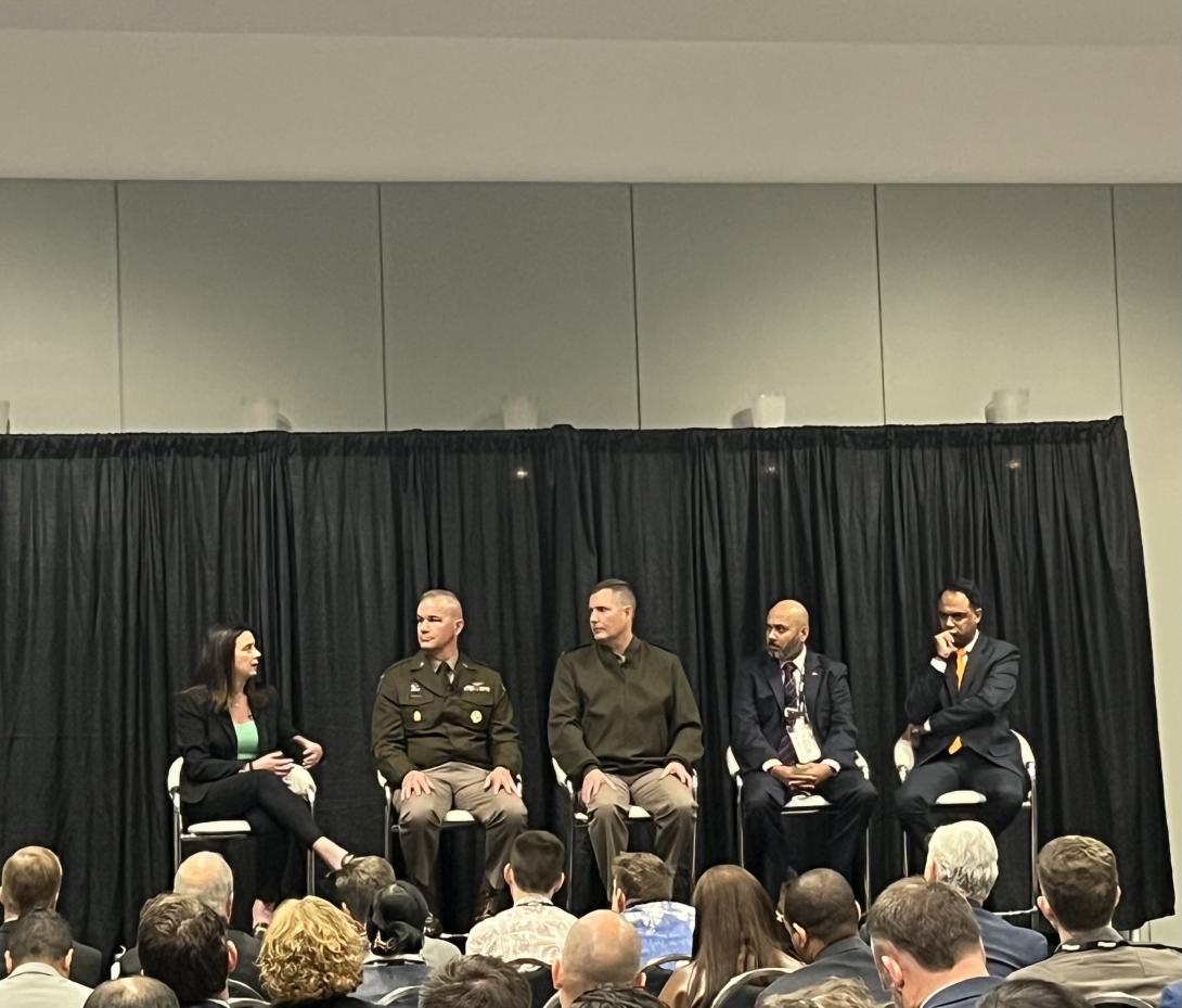 Jennifer Swanson, deputy assistant secretary of the Army for data, engineering and software, speaks at the Association of the U.S. Army's Annual Meeting & Exposition on October 16, 2024.