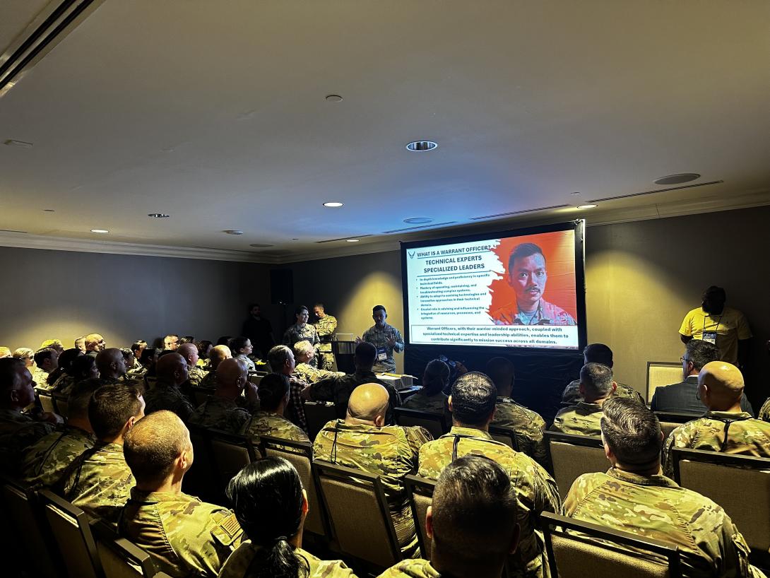 Air Force leaders brief airmen about the service’s new Warrant Officer Program at AFCEA Alamo’s ACE event on November 19.
