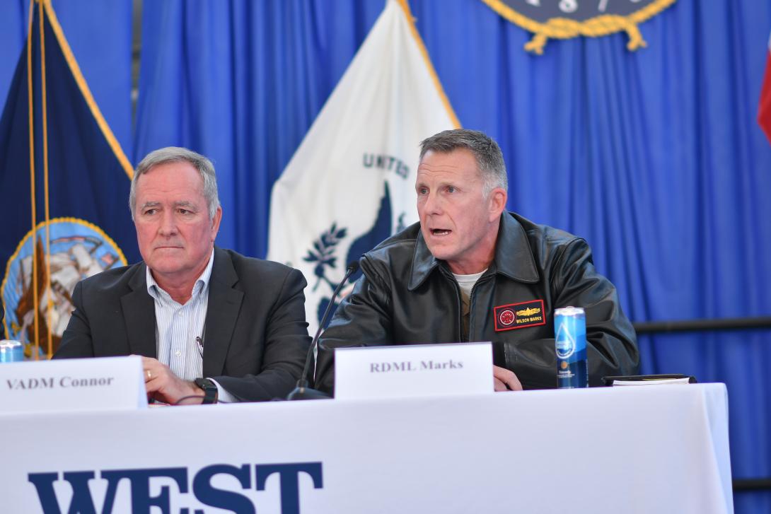 RDML Wilson Marks, USN, speaks at WEST 2025 on Jan. 28, 2025 in San Diego. Credit: Jesse Karras
