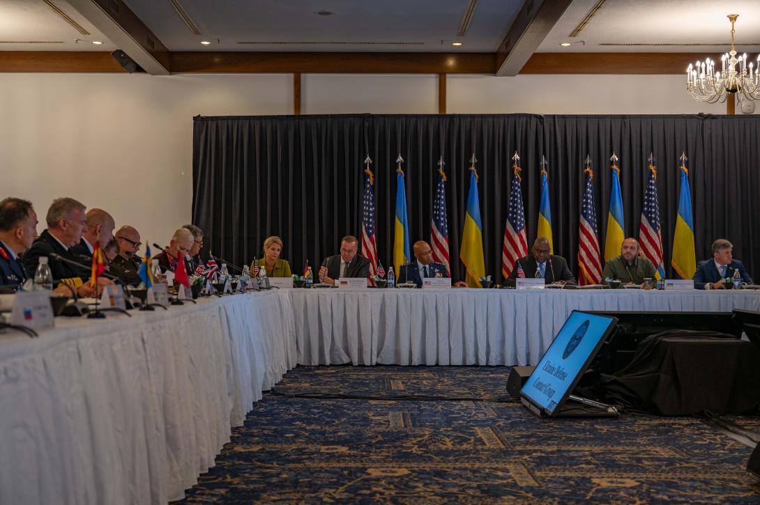 U.S. Secretary of Defense Lloyd Austin III attends a Ukraine Defense Contact Group meeting at Ramstein Air Base, Germany, September 6, 2024. U.S. Air Force photo by Airman 1st Class Eve Daugherty
